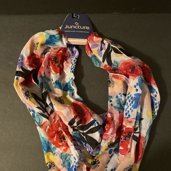 Juncture Women's Chiffon Infinity Scarf Multi-Color Flowers 68" x 10" accessory - Picture 1 of 2